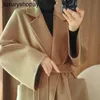 Maxmaras Cashmere Coat Womens Wool Coats m Family Labbro Water Wave Pattern Bathrobe Medium Length Double Sided Woolen Gu Jia High End Hep