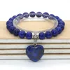 Bracelets de charme KFT naturel rond perles en vrac pierre balancent coeur Bracelet guérison cristal Quartz Reiki pierre Bracelets bijoux pour femmes hommes
