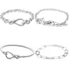 Me lien motif y infini noué coeur embelli Tclasp 925 Bracelet en argent Sterling ajustement mode bracelet perle charme 240116