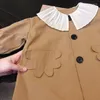 Giubbotti Giacca a vento autunnale da bambina Cappotto da donna britannico carino per bambini Monopetto Abito invernale per bambini Top 90 cm-140 cm Vestiti