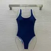 luxueux femmes maillots de bain mode Double face imprimé contraste couleur bord U cou dos nu une pièce maillot de bain vêtement supérieur Jan 17