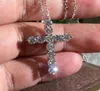 Nuovi gioielli di lusso in argento sterling 925 con taglio rotondo completo di topazio bianco con diamanti CZ, ciondolo per donne popolari, collana con clavicola, regalo8291889