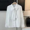 Damenblusen Gagaok French White Court Style Langarmshirt Damen Frühling Herbst 2024 Design Sense Bow Lace Western-Stil Top