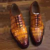 Dress Shoes Leimanxiniu Brush Color Crocodile Skin Leather Pure Handmade Men Froma