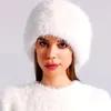 Bérets en peluche pour femmes, casquette plate, haut vide, fausse fourrure, bandeau de haute qualité, mode russe, bonnet de ski chaud en plein air, Y2K