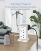 Power Cable Plug TESSAN Tower Power Strip Vertical UK Plug Adapter Outlets 8 Way AC Multi Electrical Sockets with 3 USB Surge Protector 2m Cable YQ240117