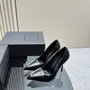 Fashion Pumps High Heels Shoes Sexy Pointy Sexy High Heel Patent Leather Sandal Large Square Buckle Designer Slingback Heel Luxury Dress Party Shoe Top Quality