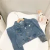 Vestito da ragazza primavera bambini Giacca di jeans per ragazze Jeans cappotto per bambini Abbigliamento per bambini 2024 Moda breve giacche di jeans per bambini 1-8 anni 240116