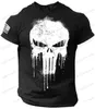 Heren t-shirts heren t-shirt 3D-print militaire patriottische schedel gevoerd t-shirt oversized korte mouwen sportkleding mannen kleding tops T-stukken T240117