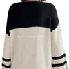 Suéteres de mujer Jersey de cuello redondo Otoño Invierno Nuevo Prendas de punto holgadas e informales con contraste para mujer