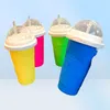 Silicone Slushy Slushie Maker Bicchieri di ghiaccio Tazza grande Frozen Magic Squeeze Slushi Making Cup Tazze di frullato riutilizzabili Paglia7866861