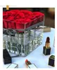 Vases Clair acrylique Rose fleur boîte maquillage organisateur fleur cadeau boîte saint valentin mariage décor coffret cadeau fait main boîte cadeau Vase YQ240117