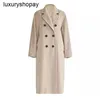 Designer Maxmaras Manteau en cachemire Manteaux de laine pour femmes Tissu original 101801 Manteau avec laine polaire Double boutonnage Style long Tang Jing et m Family Classic Camel Fo