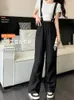 Pantaloni da donna Salopette dolce staccabile a gamba larga Tuta dritta moda coreana estiva Donna Casual Y2k Nero Streetwear