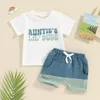 Conjuntos de ropa, 2 uds., trajes para bebés nacidos, camisetas de manga corta para tías, camisetas, pantalones cortos, conjunto de ropa de verano para niños pequeños