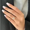 Cluster Rings Moissanite Shiny Faux Diamond 1.00 Ct Princess Cut Silver 925 Ring Engagement Gift For Women Girls Wife And Mother Wedding