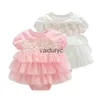 Sets Lawadka Princess Baby Girl Bodysuits Sommerstil Bodysuit für Kleinkinder Spitzen Neugeborene 1. Geburtstagsfeier Twin Clothing H240508