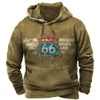 Inverno masculino moletom com capuz retro harajuku padrão pulôver rua solta oversized casual hoodie 66 estrada roupas vintage 240116