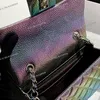 Designer Women Multicolor Gradient Classic Flap Shoulder Bag 20cm Quilted Leather Diamond Silver Hardware Matelasse Chain 20cm Cross Body Handbag Luxury Purse