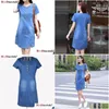 Vestidos casuais básicos coreano plus size denim vestido para mulheres verão casual com botão bolso y mini jeans 3xl 4xl boodinerinle 2103 dh18y