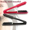 Ceramic Straightening Comb Double Sided Hair Brush Clamp Hairdressing Natural Fibres Bristle Hairstylig Tool 240116