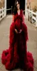 붉은 환상 계층 ruffles 여자 나이트 로브 푹신한 기모노 임신 신부 파티 생일 잠자기 목욕 가운 나이트거 로브1280442
