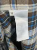 Clinee осенне-зимняя клетчатая рубашка с двойным карманом и длинными рукавами, повседневная свободная мужская и женская куртка, винтажная рубашка с небольшим ароматом, серо-синяя клетчатая рубашка
