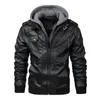 Automne hiver coupe-vent hommes veste en cuir pardessus chaud PU Biker veste manteau avec capuche mode veste décontractée vêtements masculins 240116