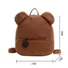 Handtaschen Personalisierter Rucksack für Damen und Mädchen mit süßem Bärenmuster, Plüsch-Kleinkind-Rucksack für Mädchen, individueller Name, kleiner lässiger Schulter-Tagesrucksack