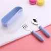 Dinnerware Sets Baby Tableware Set Candy Color Children Spoon Forks Box Kids Stainless Steel Cutlery Portable Feeding Spoons Supplies