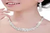 Bling Silver Crystal Bridal Jewelry Set plated necklace diamond earrings Wedding jewelry sets for bride Bridesmaids women Bridal A3667451