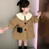 Giubbotti Giacca a vento autunnale da bambina Cappotto da donna britannico carino per bambini Monopetto Abito invernale per bambini Top 90 cm-140 cm Vestiti