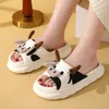 Slippers Tulx Women's Kawaii Cow Four Seasons Universal Indoorfamily Bedroom Linen Cotton Men Men and Linnen Shoes