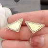 Designer Triangle Earrings Stud Luxury Women Fashion Jewelry letter Earing Metal Pearl Earring Woman Tidal flow design
