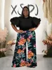 Dwuczęściowe zestawy damskie wypoczynek wiosenne letnie pasujące zestawy rozmiarów rozmiarów rozszerzone bluzka szerokość i luźne spodnie mody 240117