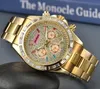 Populaire Hommes Coloré Diamants Bague Brillant Cadran Étoilé Montre Mouvement À Quartz Mâle Horloge Multifonction Chronographe De Luxe Lunette En Céramique Montre-Bracelet Cadeaux