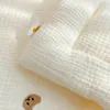 Korean Pure Cotton Cartoon Bear Cream Warm Baby Quilt Four Seasons born Swaddle Wrapped Bedding 1X1.2M 240116