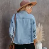 Spring Autumn Loose Street Hipster Women Denim Jacket Burrs Long Sleeve Short Coat For Jeans Plus Size Outwear 240116