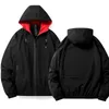 Mens Hoodie Jacket Rain Windproof Windbreaker Outerwear Solid Color Black and Red M5XL 240116