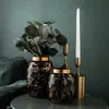 Vases Modern Black Gold Ceramic Vase Wedding Decoration Marbled Vase Flower Arrangement Hydroponic Dining Table Living Room Decoration YQ240117