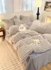 Ensemble de literie en peluche de lapin épais, couleur unie, chaud, doux et confortable, drap de lit en velours de lait, 240117
