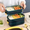 Dinnerware Lunch Box Stainless Steel Multi Layer Microwave Heating Bento Healthy Container