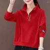 Sweats à capuche pour femmes Pulls Sweat-shirts noirs en vrac pour femmes Rouge Full Zip Up Text Tops avec fermeture éclair Baggy Femme Vêtements Lettre Impression Gris