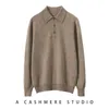 Рубашка поло, мужской свитер, 100% козий кашемир, вязаный джемпер, мягкий теплый пуловер с длинными рукавами, однотонная мужская одежда WL01 240117