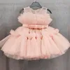 Baby Girls Tiuls Sukienka księżniczka Flower Elegancki 1. chrzest urodzinowy suknia Ball Ball Suknia