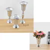 Vasos de luxo prata ouro flor vaso casa desktop artesanato arranjo flor decoração festa casamento natal flor rack yq240117