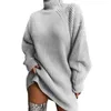 Casual Dresses Women Sweater Dress Stylish Warm Women's Loose Fit High Collar Long-sleeved For Autumn Winter