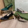 En Kaliteli Slingbacks Kadın Orijinal Deri Lüks Tasarımcı Sandalet 7.5 cm yüksekliğinde gündelik kare ayak ayak bileği kayış moda parti ayakkabıları 35-42