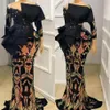 Élégant Aso Ebi sirène robes de soirée manches longues paillettes Meramid grand arc style sud-africain robe de bal robes formelles plus taille212C