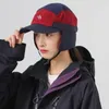 Japanese Tooling Patchwork Winter Baseball Cap for Men Women Polar Fleece Bomber Hat Warm Short Brim Ear Protection Pilot 240116